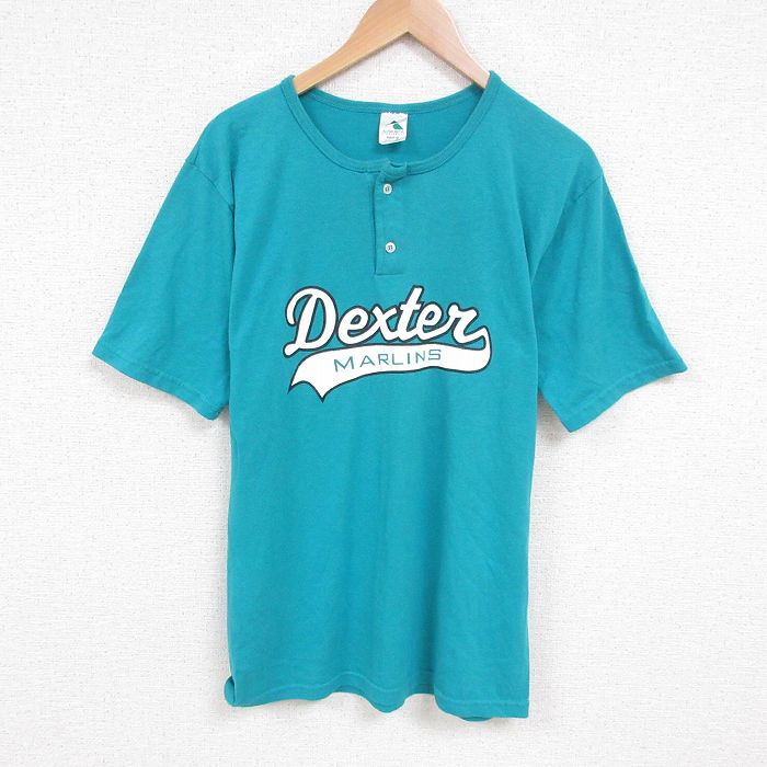M★古着 半袖 ビンテージ Tシャツ メンズ 00年代 00s Dexter クルーネック 青緑 25jun13 中古