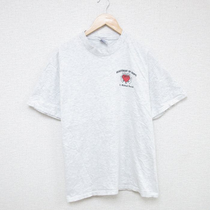 L★古着 ヘインズ Hanes 半袖 ビンテージ Tシャツ メンズ 00年代 00s ハート コットン クルーネック 薄グレー 霜降り 25jun14 中古