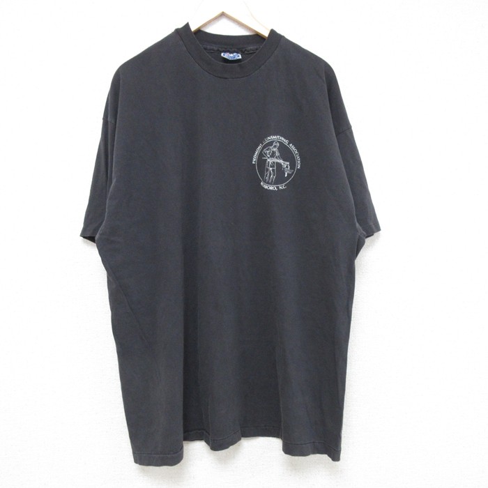 【50%OFF】XL★古着 ヘインズ Hanes 半袖 ビンテージ Tシャツ メンズ 80年代 80s PIEDMONT 大きいサイズ コットン クルーネック 黒 ブラック 25jun17 中古