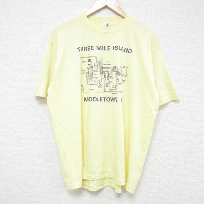80s 半袖Tシャツ 機械図 イエロー XL | 古着