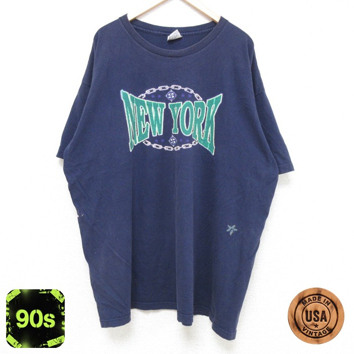 【50%OFF】フィラ 90s 半袖Tシャツ ニューヨーク ネイビー XL | 古着