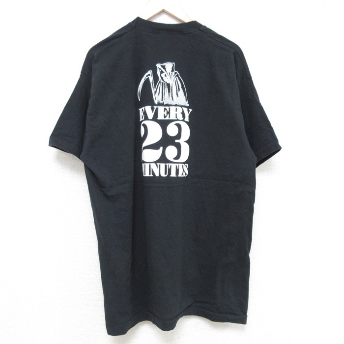 XL★古着 フルーツオブザルーム 半袖 ビンテージ Tシャツ メンズ 90年代 90s 死神 コットン クルーネック USA製 黒 ブラック 【spe】 25jun17 中古
