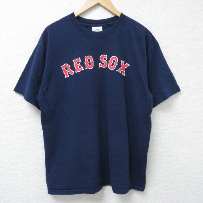【50%OFF】XL★古着 アディダス adidas 半袖 ビンテージ Tシャツ メンズ 00年代 00s MLB ボストンレッドソックス コットン クルーネック 紺 ネイビー メジャーリーグ ベースボール 野球 25jun17 中古