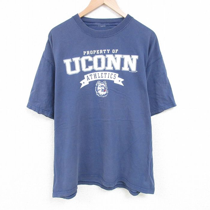 00s 半袖Tシャツ UCONN ネイビー XL | 古着