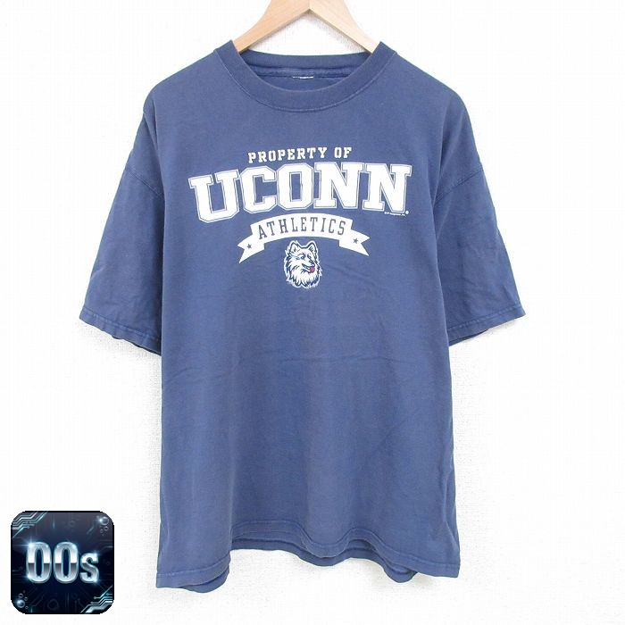 【50%OFF】00s 半袖Tシャツ UCONN ネイビー XL | 古着