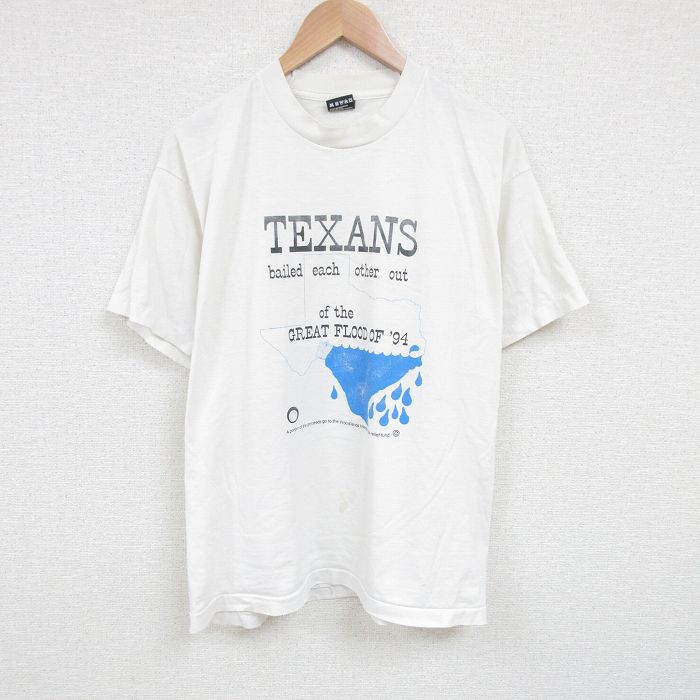 XL★古着 フルーツオブザルーム 半袖 ビンテージ Tシャツ メンズ 90年代 90s TEXANS 大きいサイズ クルーネック USA製 白 ホワイト 25jun20 中古