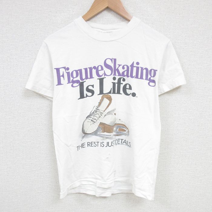 M★古着 半袖 ビンテージ Tシャツ メンズ 90年代 90s フィギュアスケート クルーネック 白 ホワイト 25jun20 中古
