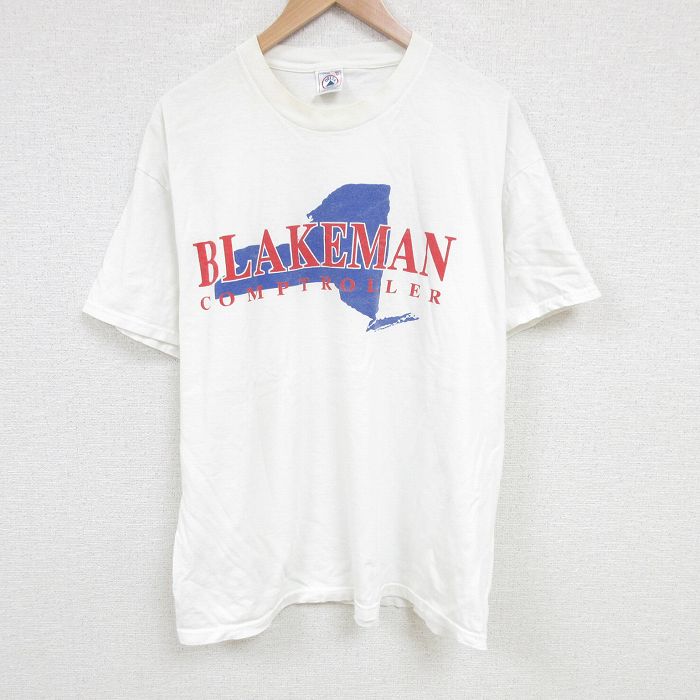 【20%OFF】XL★古着 半袖 ビンテージ Tシャツ メンズ 00年代 00s BLAKEMAN 大きいサイズ コットン クルーネック 白 ホワイト 25jun20 中古