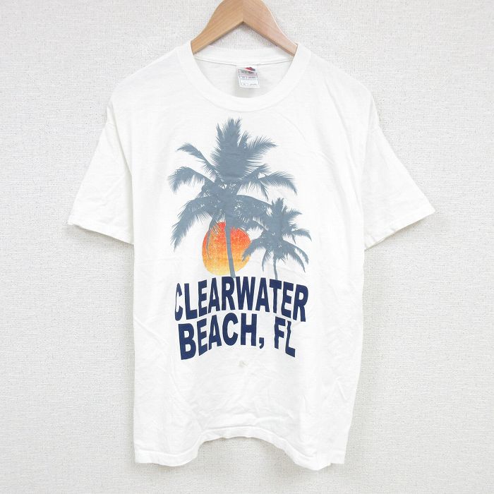 XL★古着 フルーツオブザルーム 半袖 ビンテージ Tシャツ メンズ 00年代 00s ヤシの木 大きいサイズ コットン クルーネック 白 ホワイト 25jun20 中古
