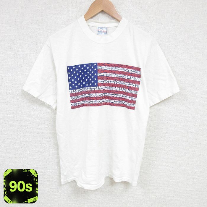 【50%OFF】ALL Sport 90s 半袖Tシャツ 星条旗 ホワイト L | 古着