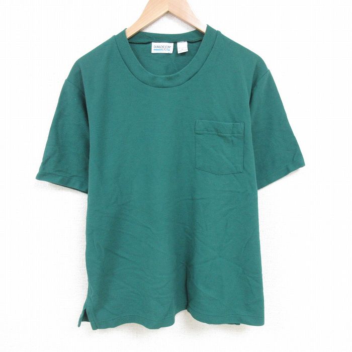 XL★古着 半袖 ビンテージ Tシャツ メンズ 90年代 90s 無地 大きいサイズ コットン クルーネック USA製 緑 グリーン 25jun20 中古