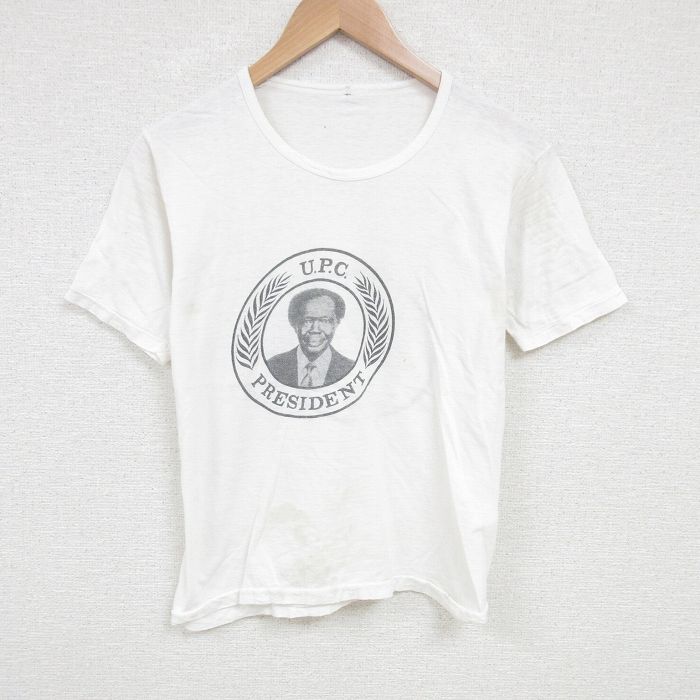 S★古着 半袖 ビンテージ Tシャツ メンズ 70年代 70s Jimmy Akena 大統領 クルーネック 白 ホワイト 25jun20 中古