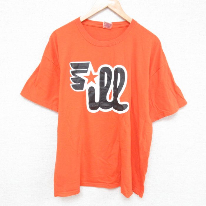 XL★古着 半袖 ビンテージ Tシャツ メンズ 00年代 00s ill 大きいサイズ コットン クルーネック オレンジ 25jun21 中古
