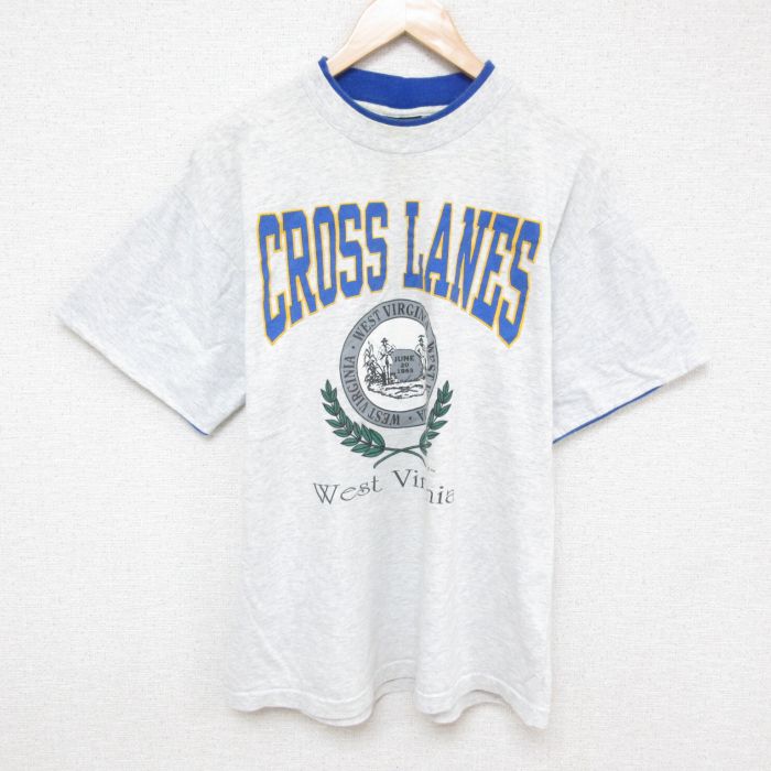SIGNAL 90s 半袖Tシャツ CROSS グレー L | 古着