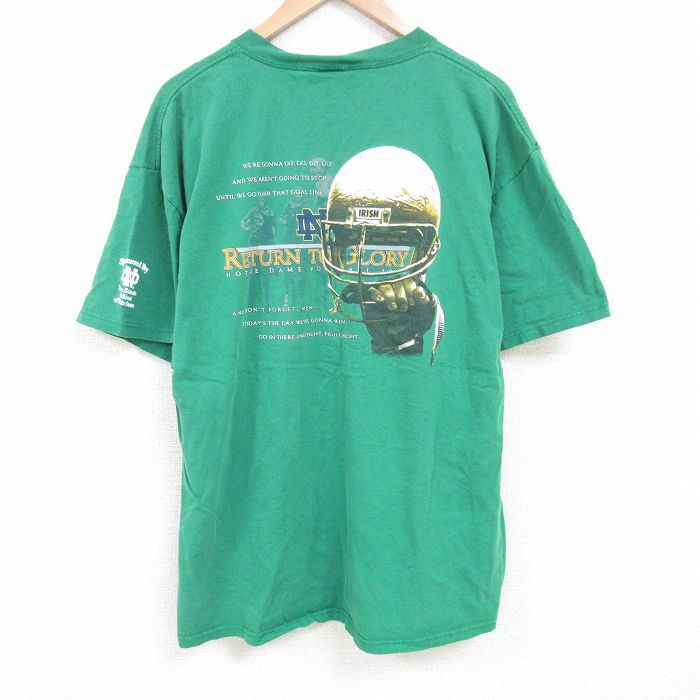 00s 半袖Tシャツ ノートルダムフットボール グリーン XL | 古着