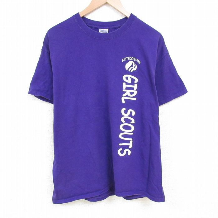 XL★古着 半袖 ビンテージ Tシャツ メンズ 00年代 00s ガールスカウト コットン クルーネック 紫 パープル 25jun21 中古