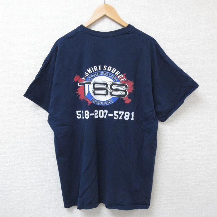 XL★古着 半袖 ビンテージ Tシャツ メンズ 00年代 00s TSS 大きいサイズ コットン クルーネック 紺 ネイビー 25jun21 中古