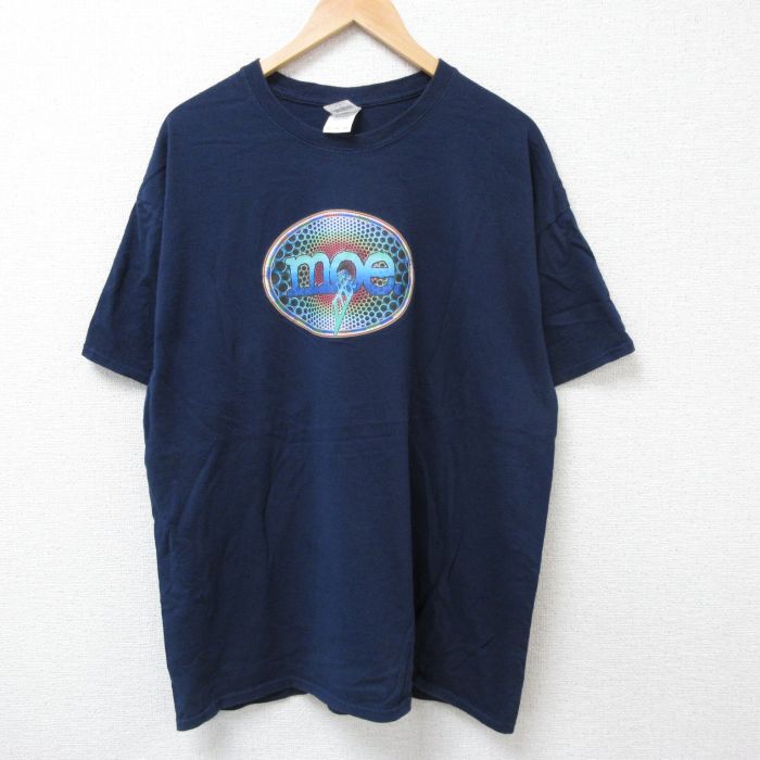 XL★古着 半袖 ビンテージ Tシャツ メンズ 00年代 00s moe 大きいサイズ コットン クルーネック 紺 ネイビー 25jun21 中古