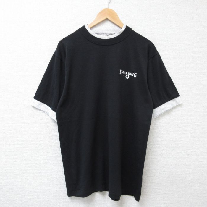 スポルディング 90s 半袖Tシャツ ワンポイントロゴ ブラック L | 古着