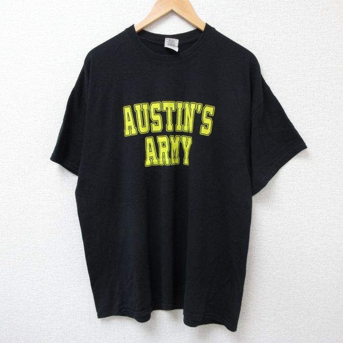 XL★古着 半袖 ビンテージ Tシャツ メンズ 00年代 00s オスティンアーミー クルーネック 黒 ブラック 25jun21 中古