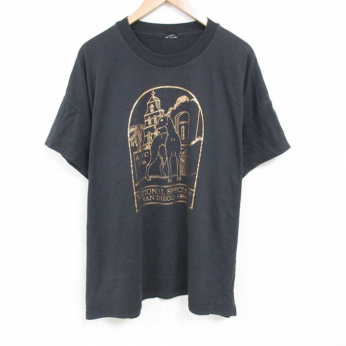 XL★古着 半袖 ビンテージ Tシャツ メンズ 90年代 90s サンディエゴ 大きいサイズ クルーネック 黒 ブラック 25jun26 中古