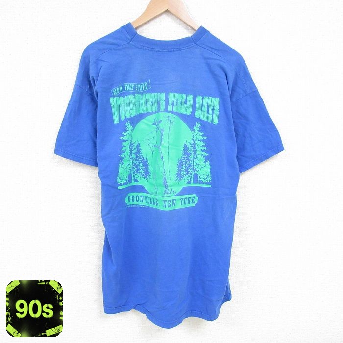 【50%OFF】90s 半袖Tシャツ ウッズマン ブルー XL | 古着