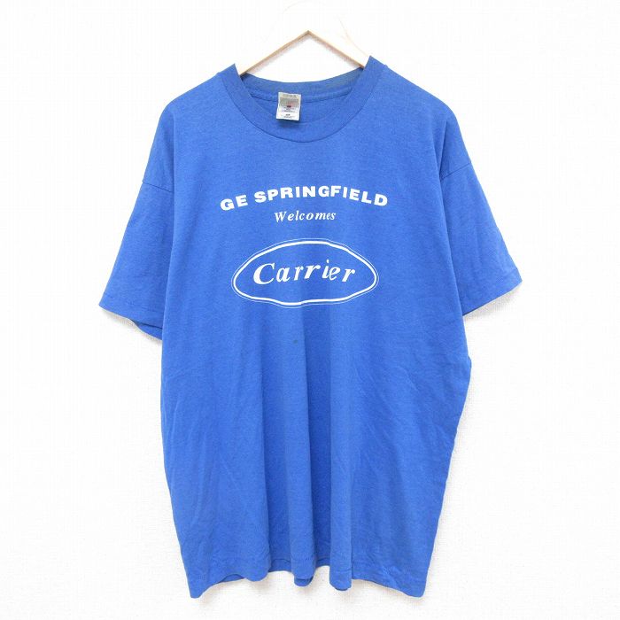 XL★古着 フルーツオブザルーム 半袖 ビンテージ Tシャツ メンズ 90年代 90s Carrier 大きいサイズ クルーネック USA製 青 ブルー 25jun23 中古