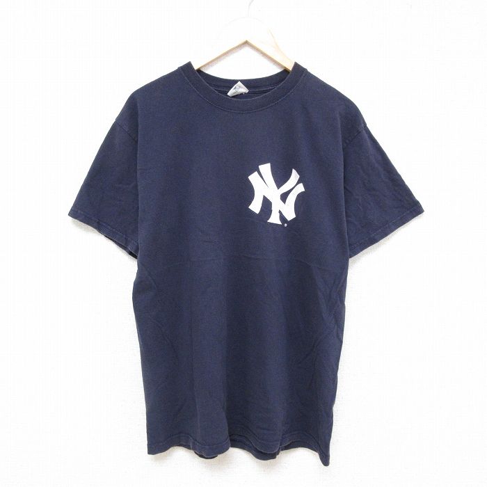 L★古着 半袖 ビンテージ Tシャツ メンズ 00年代 00s MLB ニューヨークヤンキース ドンマッティングリー 23 シカゴカブスクルーネック 紺 ネイビー メジャーリーグ ベースボール 野球 25jun23 中古