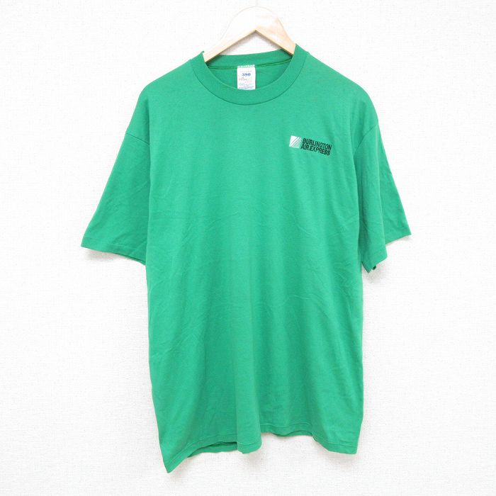 XL★古着 半袖 ビンテージ Tシャツ メンズ 90年代 90s エアエクスプレス クルーネック USA製 緑 グリーン 25jun23 中古