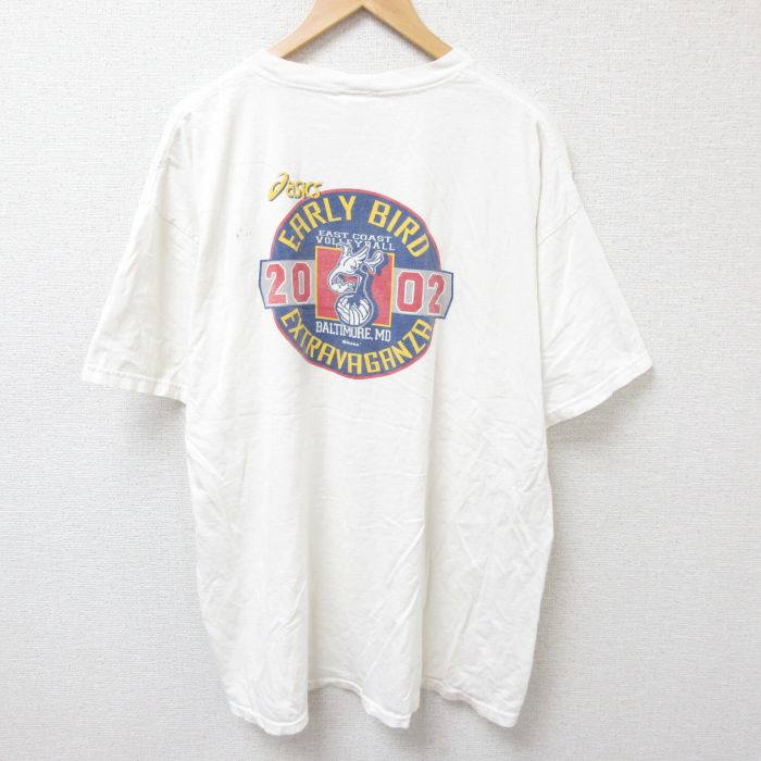 【20%OFF】XL★古着 半袖 ビンテージ Tシャツ メンズ 00年代 00s バレーボール 大きいサイズ コットン クルーネック 白 ホワイト 25jun24 中古