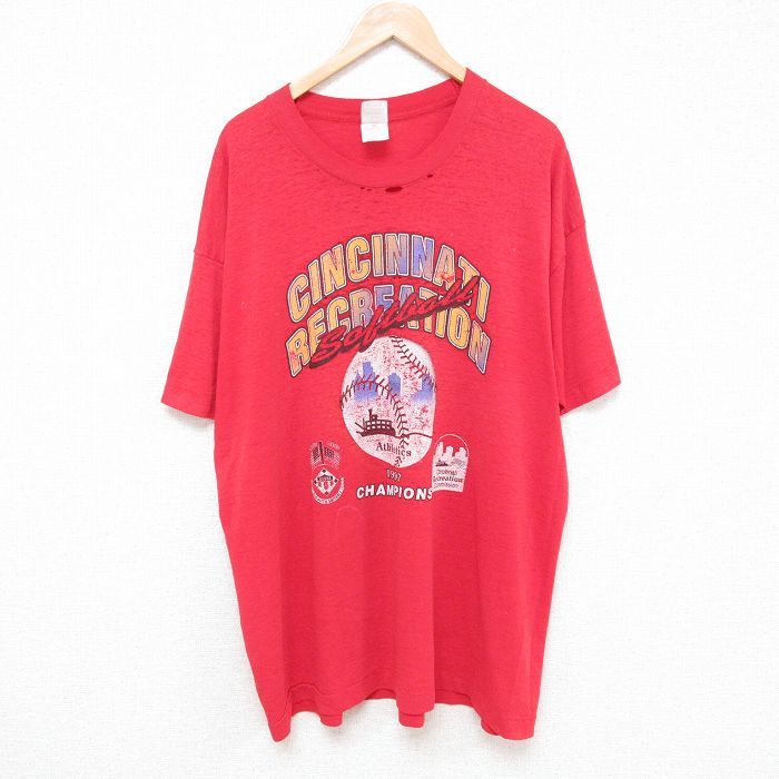 メジャーリーグ 90s 半袖Tシャツ ソフトボール レッド XL | 古着