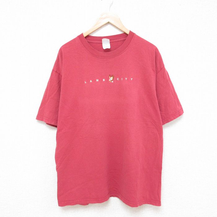 00s 半袖Tシャツ LAMB 刺繍 バーガンディ XL | 古着