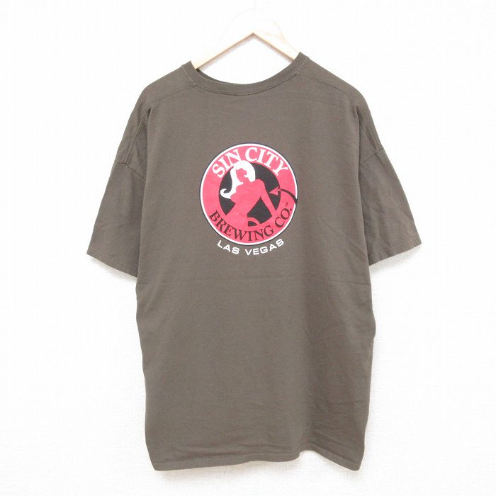 XL★古着 半袖 ビンテージ Tシャツ メンズ 00年代 00s ラスベガス 大きいサイズ コットン クルーネック 緑 グリーン 25jun23 中古