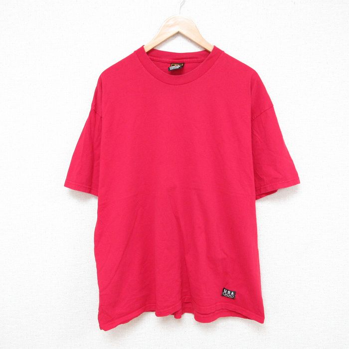 XL★古着 半袖 ビンテージ Tシャツ メンズ 90年代 90s USAオリンピック 無地 大きいサイズ クルーネック 赤 レッド 25jun23 中古