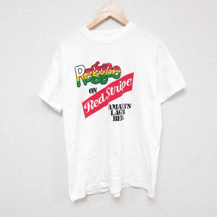 L★古着 半袖 ビンテージ Tシャツ メンズ 00年代 00s レッドストライプ コットン クルーネック 白 ホワイト 25jun23 中古