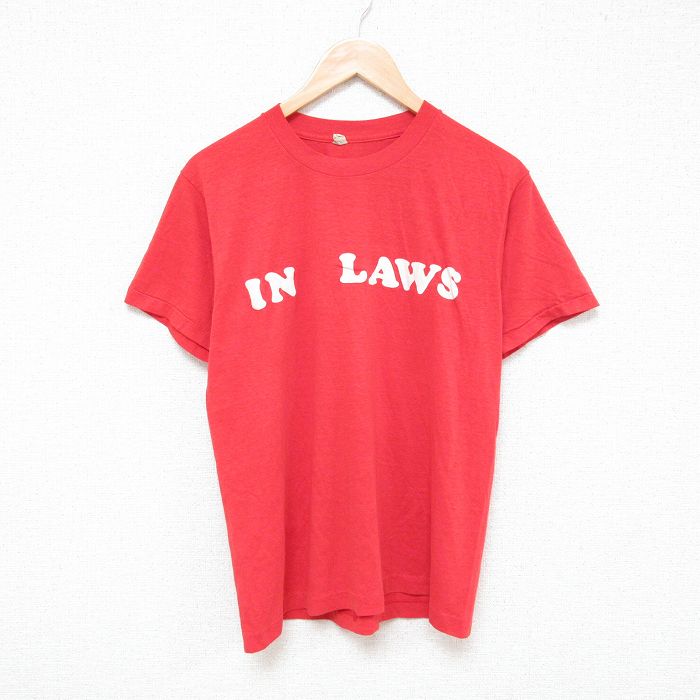 M★古着 スクリーンスターズ 半袖 ビンテージ Tシャツ メンズ 80年代 80s IN クルーネック USA製 赤 レッド 25jun23 中古