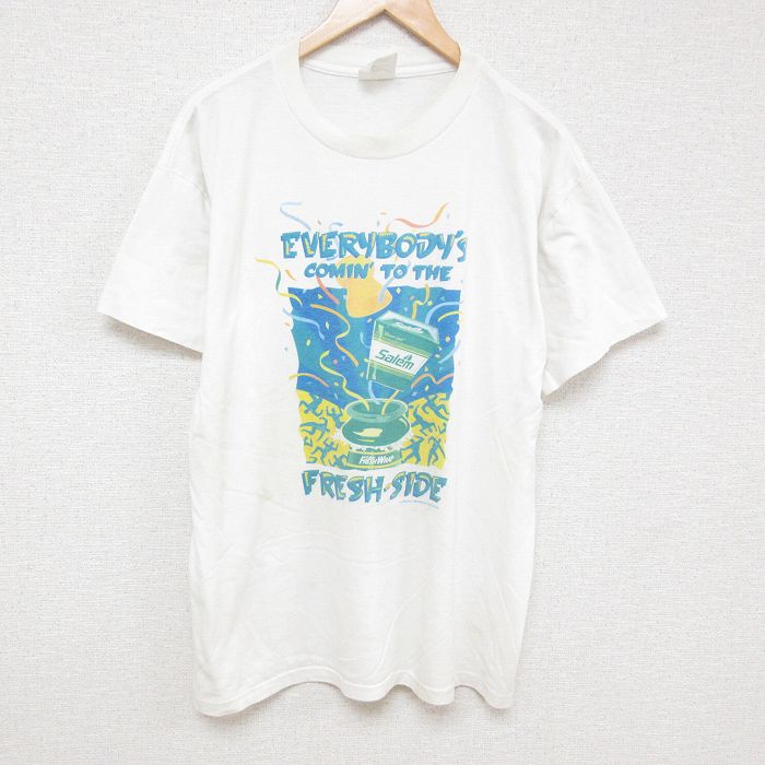 XL★古着 半袖 ビンテージ Tシャツ メンズ 90年代 90s Salen 大きいサイズ クルーネック USA製 白 ホワイト 25jun23 中古