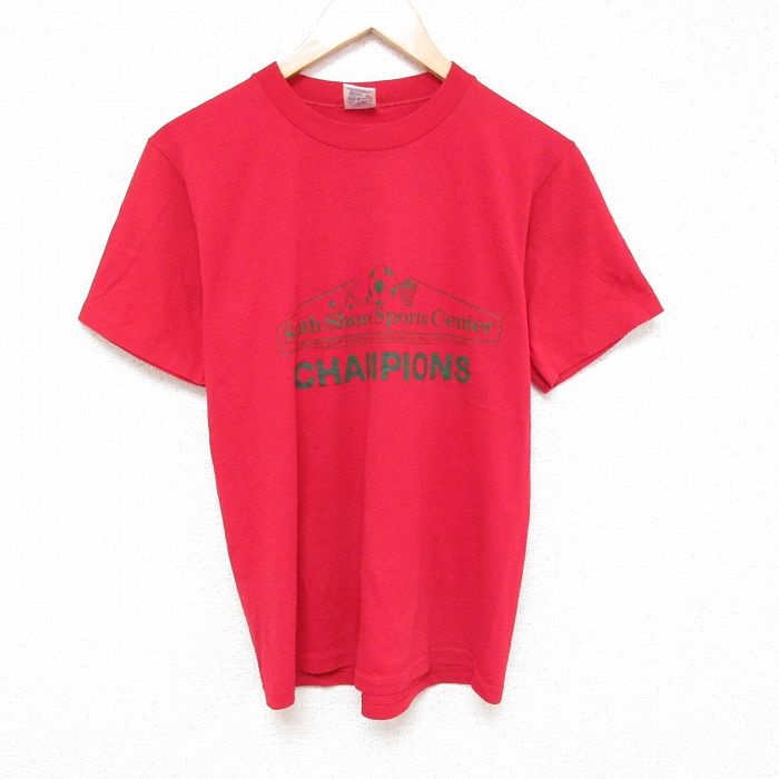 M★古着 ジャージーズ 半袖 ビンテージ Tシャツ メンズ 80年代 80s ディアドラ クルーネック USA製 赤 レッド 25jun23 中古