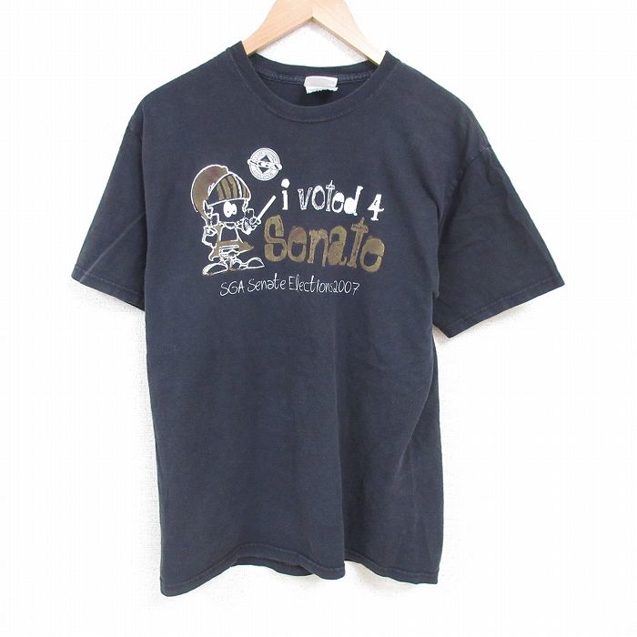 L★古着 ヘインズ Hanes 半袖 ビンテージ Tシャツ 00年代 00s Senate コットン クルーネック 黒 ブラック 25jun23 中古 メンズ
