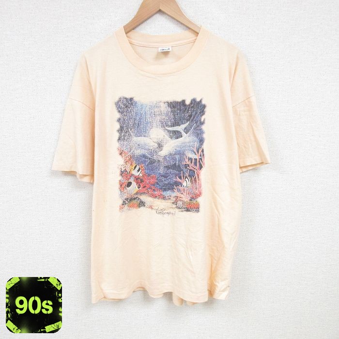 【50%OFF】90s 半袖Tシャツ イルカ オレンジ XL | 古着