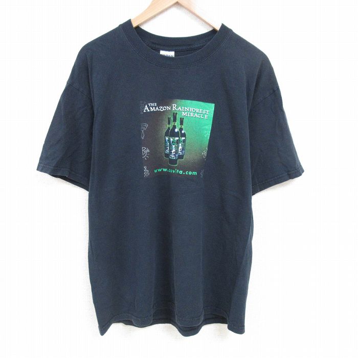 【50%OFF】XL★古着 半袖 ビンテージ Tシャツ 00年代 00s zavita コットン クルーネック 黒 ブラック 25jun23 中古 メンズ