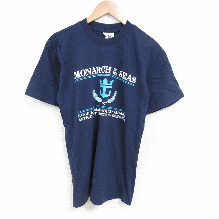 L★古着 半袖 ビンテージ Tシャツ 90年代 90s MONARCH コットン クルーネック 紺 ネイビー 25jun23 中古 メンズ