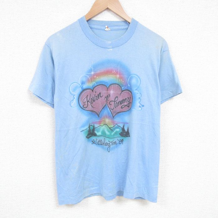 スクリーンスターズ 80s 半袖Tシャツ ハートエアブラシ ネイビー L | 古着