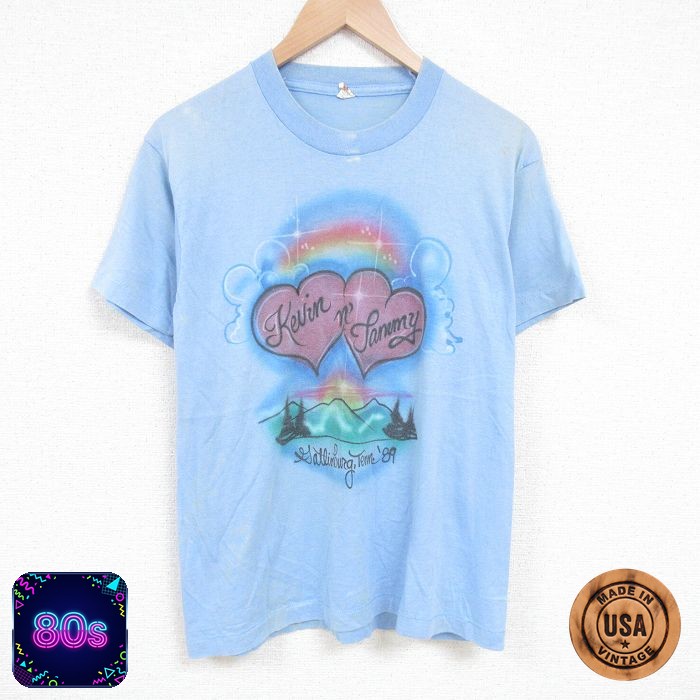 【50%OFF】スクリーンスターズ 80s 半袖Tシャツ ハートエアブラシ ネイビー L | 古着