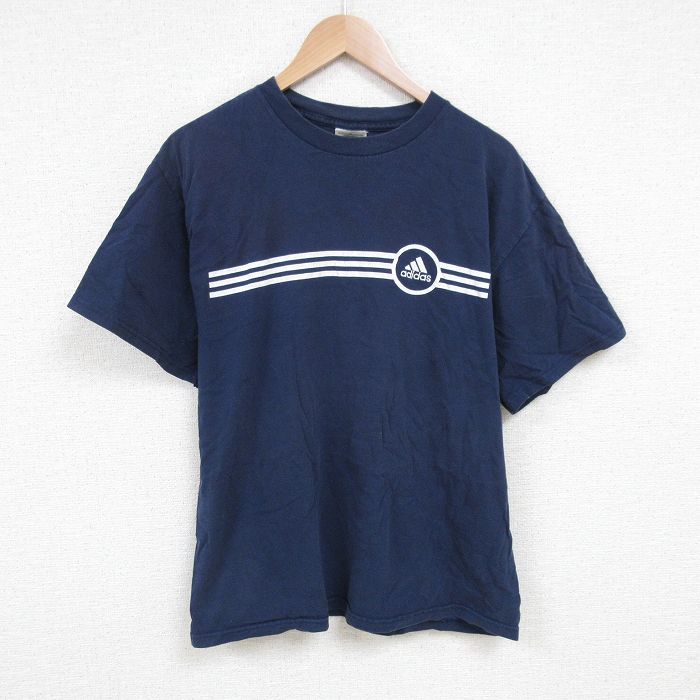 アディダス 00s 半袖Tシャツ ワンポイントロゴ ネイビー L | 古着