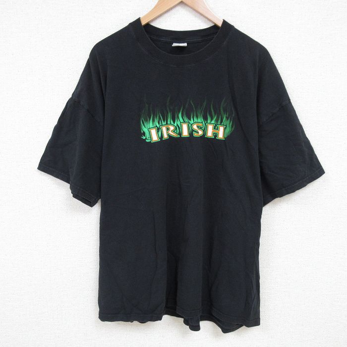 XL★古着 ジャージーズ 半袖 ビンテージ Tシャツ メンズ 00年代 00sアイリッシュ 大きいサイズ コットン クルーネック 黒 ブラック 25jun25 中古