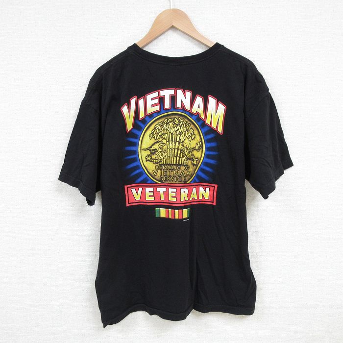 XL★古着 半袖 ビンテージ Tシャツ メンズ 00年代 00s ベトナム 大きいサイズ コットン クルーネック USA製 黒 ブラック 25jun25 中古