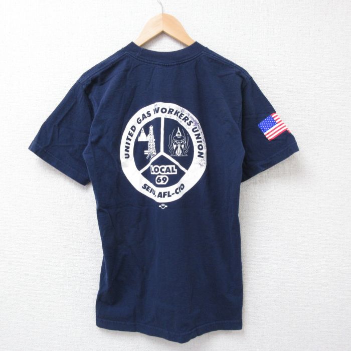 M★古着 半袖 ビンテージ Tシャツ メンズ 00年代 00s LOCAL 胸ポケット付き コットン クルーネック USA製 紺 ネイビー 25jun25 中古