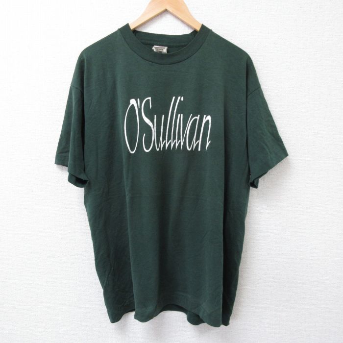 XL★古着 フルーツオブザルーム 半袖 ビンテージ Tシャツ メンズ 90年代 90s OSullivan 大きいサイズ クルーネック USA製 濃緑 グリーン 25jun25 中古