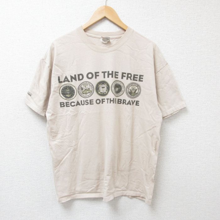 XL★古着 ヘインズ Hanes 半袖 ビンテージ Tシャツ メンズ 00年代 00s LAND コットン クルーネック ベージュ カーキ 25jun25 中古